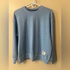 American Giant Vintage Wash Relaxed French Terry Crew Wmns XS Made In USA Blue